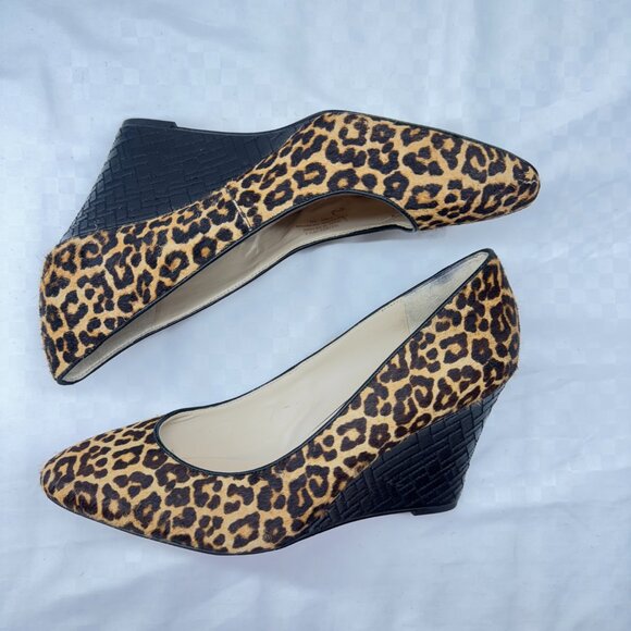 New Cole Haan Calf Hair Leopard Print Marit Wedges - Picture 6 of 10